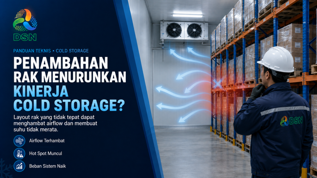 Penambahan rak cold storage yang menghambat airflow dari evaporator