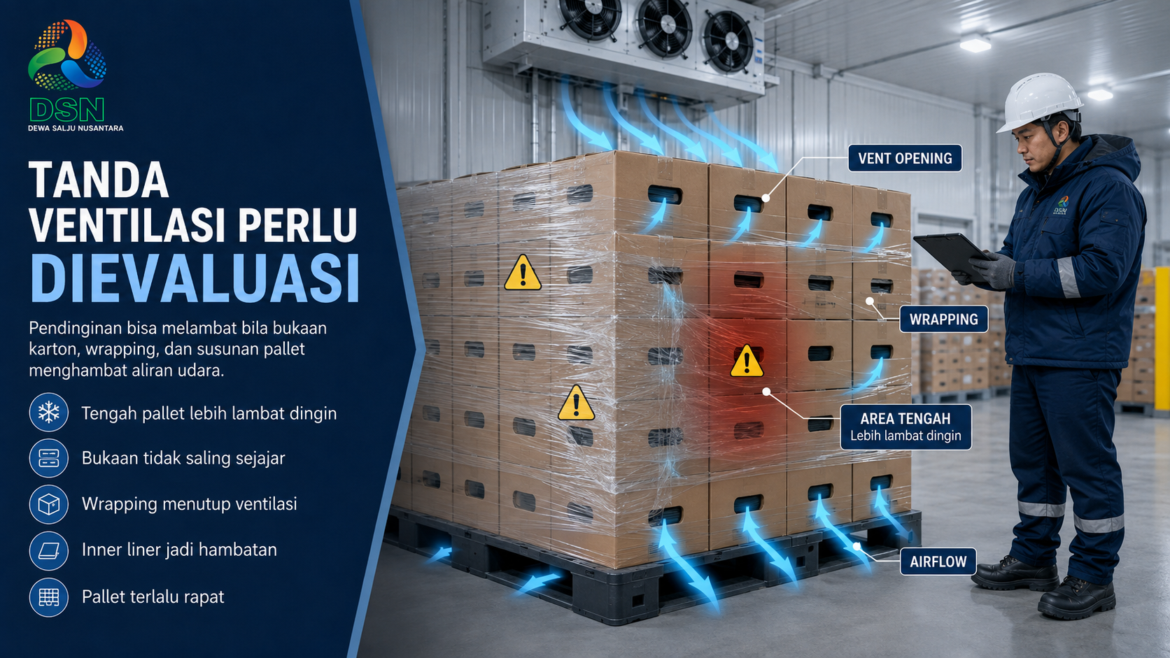 Ilustrasi pendukung artikel lubang ventilasi karton dan pendinginan produk di cold storage 2
