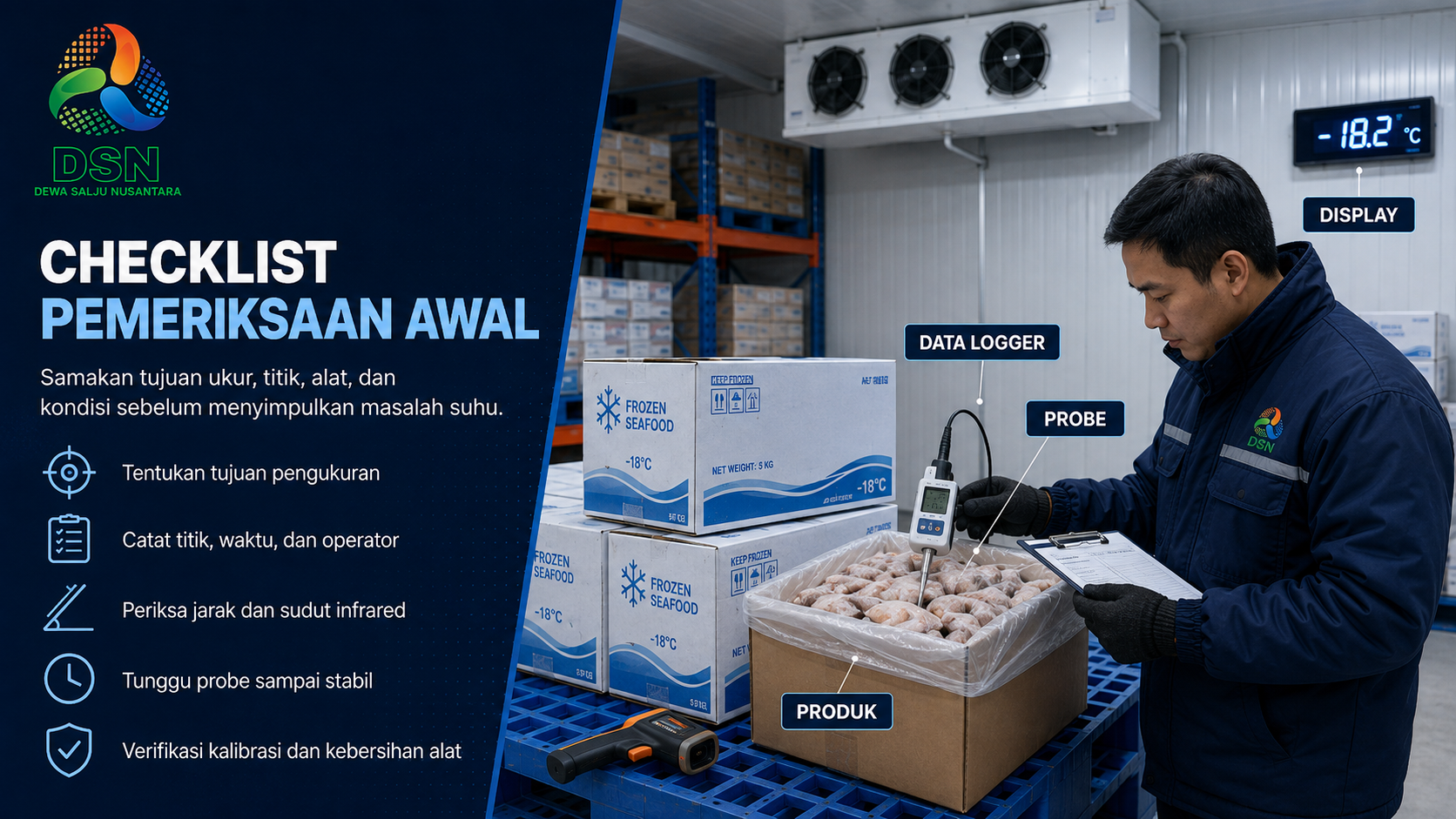 Perbandingan termometer infrared dan probe thermometer untuk pemeriksaan suhu produk di cold storage

