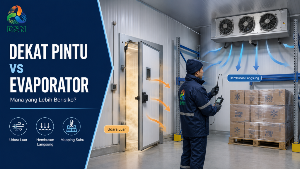 Perbandingan risiko produk dekat pintu dan dekat evaporator cold storage