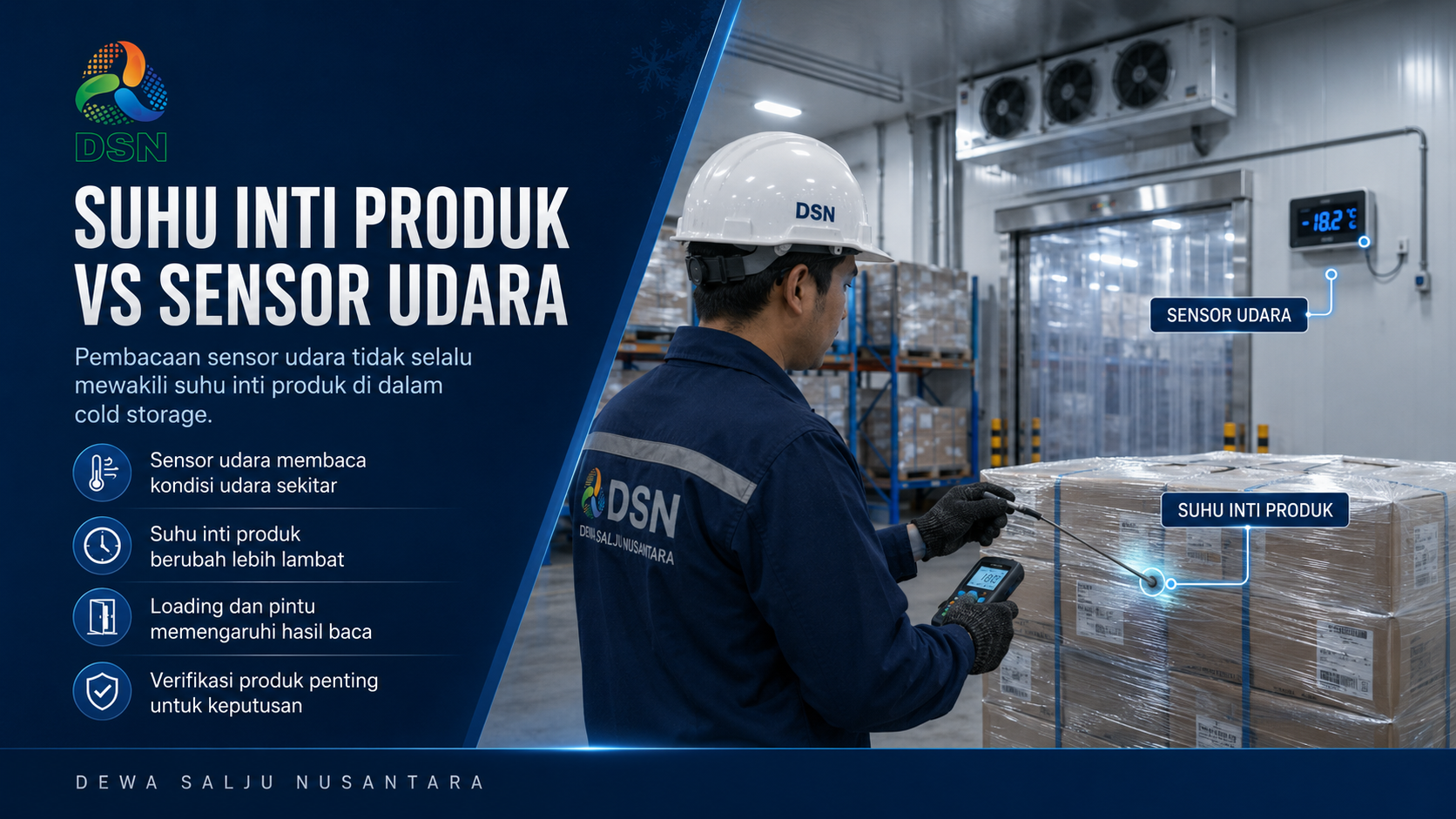 Pemeriksaan suhu produk pada area pallet cold storage