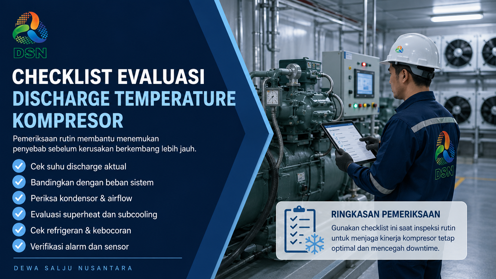 Ilustrasi indikator discharge temperature kompresor tinggi