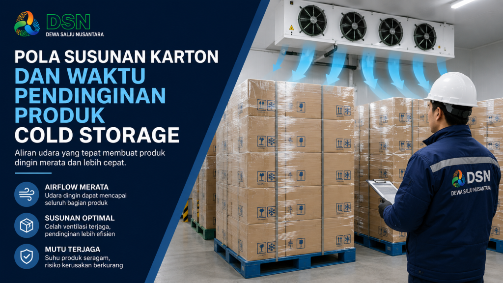 Pola susunan karton cold storage dan airflow pada pallet produk
