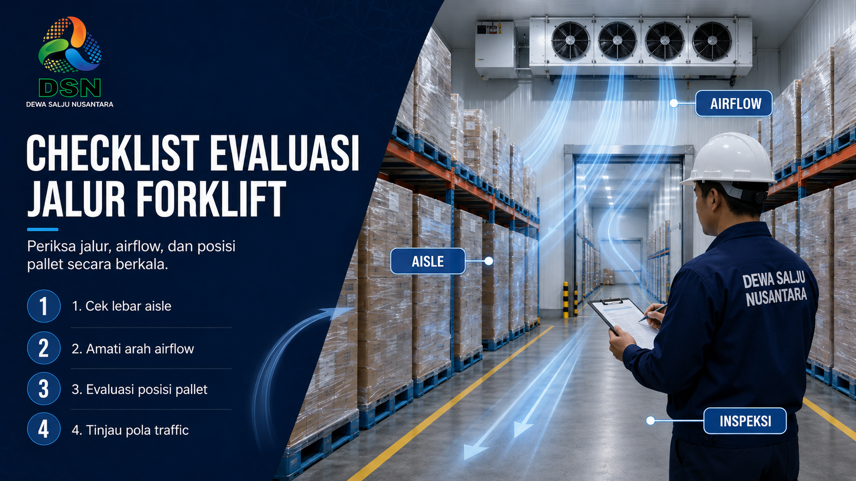 jalur forklift cold storage

