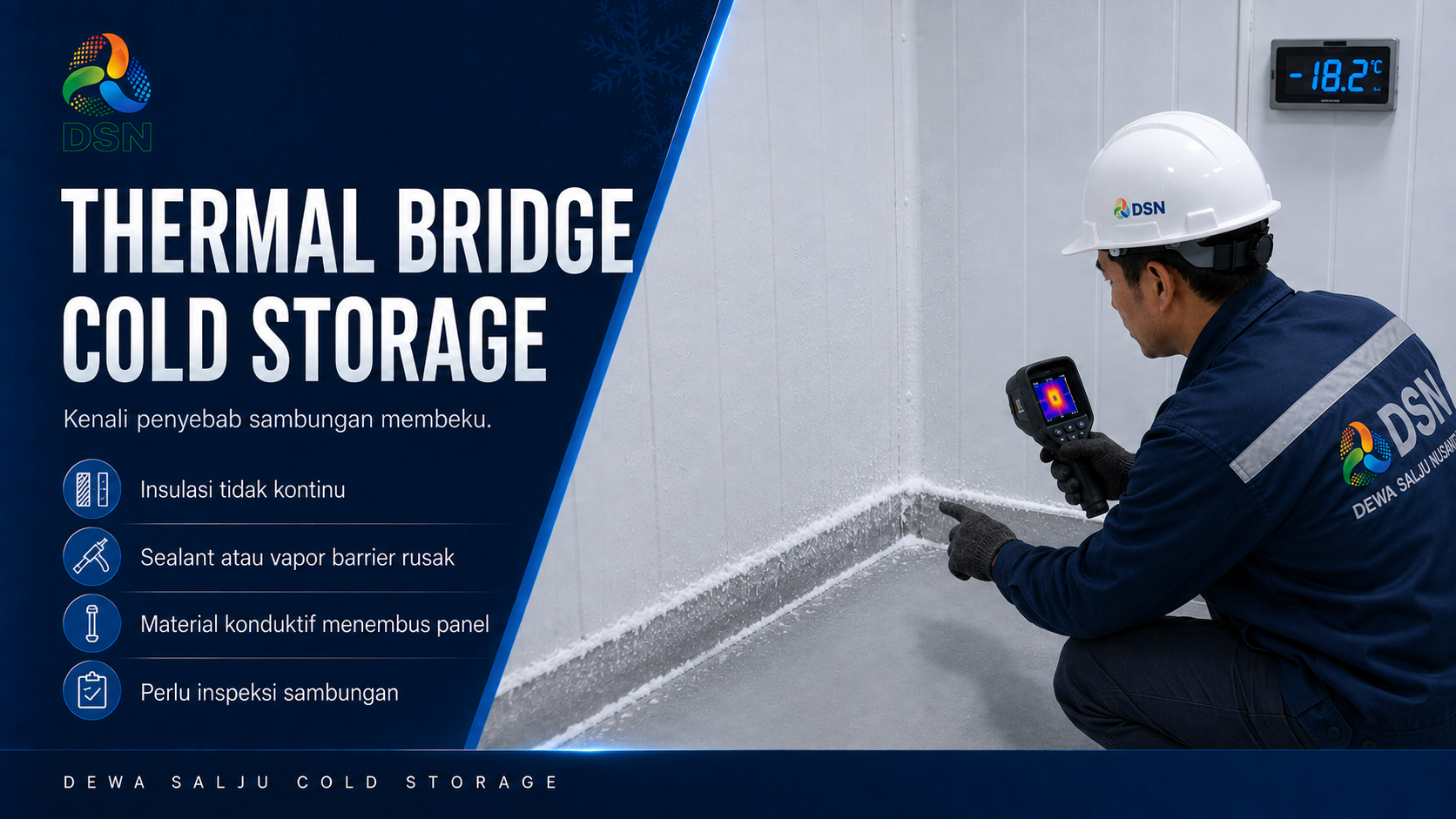 Ilustrasi thermal bridge cold storage pada sambungan lantai dan dinding