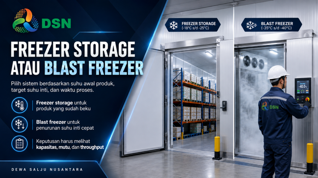 Perbandingan freezer storage atau blast freezer untuk menurunkan suhu produk