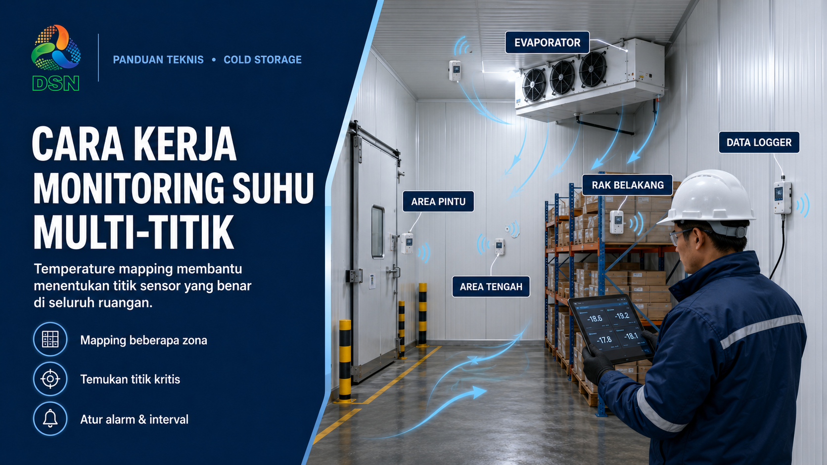Jumlah data logger cold storage untuk monitoring suhu seluruh ruangan