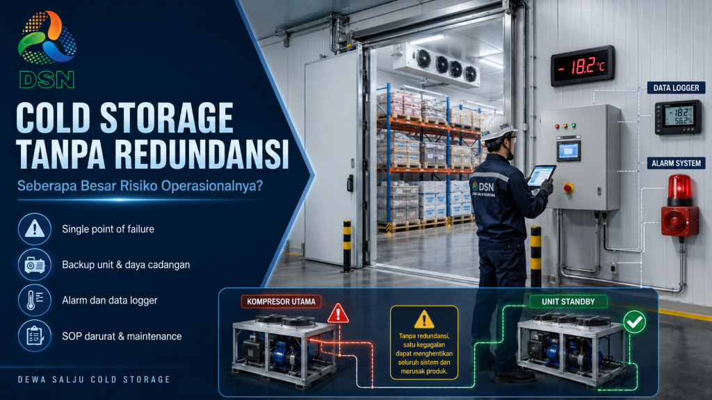 Sistem redundansi cold storage dengan unit utama dan unit standby