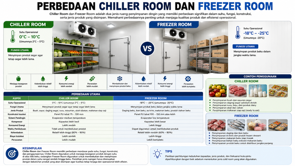 perbedaan chiller room dan freezer room