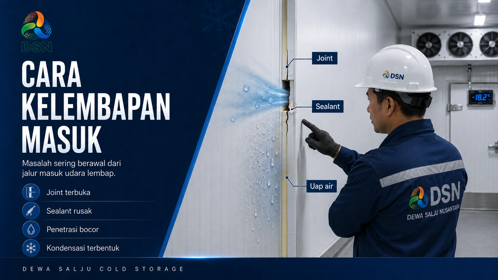 Diagram cara kelembapan masuk ke dalam insulasi panel cold storage