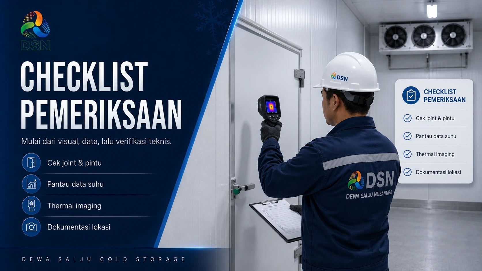 Checklist pemeriksaan kelembapan panel dan komponen cold storage
